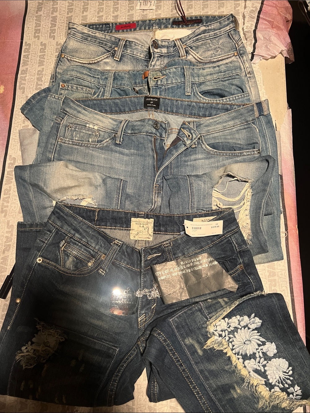 4 pairs of Womens Blue Denim Jeans - Multiple Styles